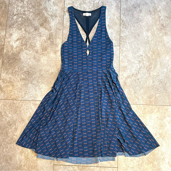 Silence + Noise Navy and Orange Strappy Mini Dress - Picture 1 of 3